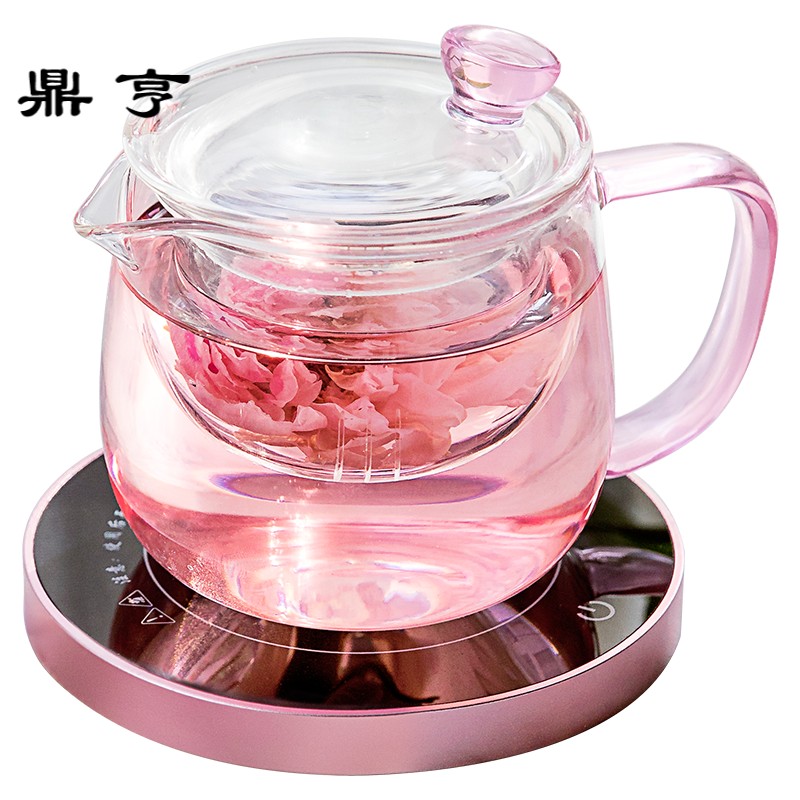 鼎亨玻璃花茶壶带过滤加热保温套装耐热高温煮泡茶茶具家用恒温宝