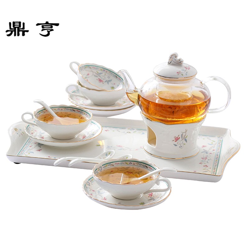 鼎亨欧式花茶茶具套装下午茶具家用玻璃煮水果花茶壶加热蜡烛花茶