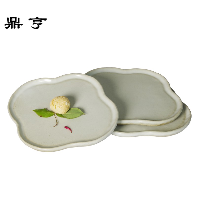鼎亨景德镇手工陶艺平盘白色日式粗陶瓷餐具创意复古家用盘子拍照