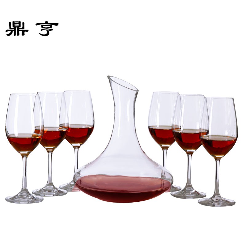 鼎亨进口水晶红酒杯套装家用6只装 无铅高脚杯葡萄酒杯玻璃醒酒器