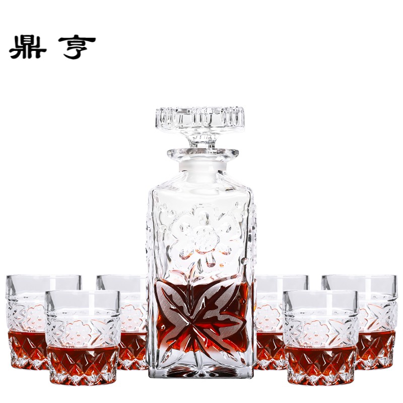 鼎亨捷克风格威士忌杯洋酒杯套装家用创意浮水晶玻璃酒具分酒器