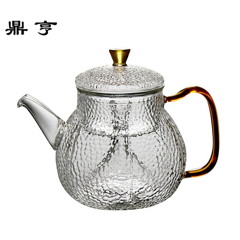 鼎亨日式锤纹耐热玻璃煮茶壶蒸茶壶电陶炉用泡茶壶普洱花