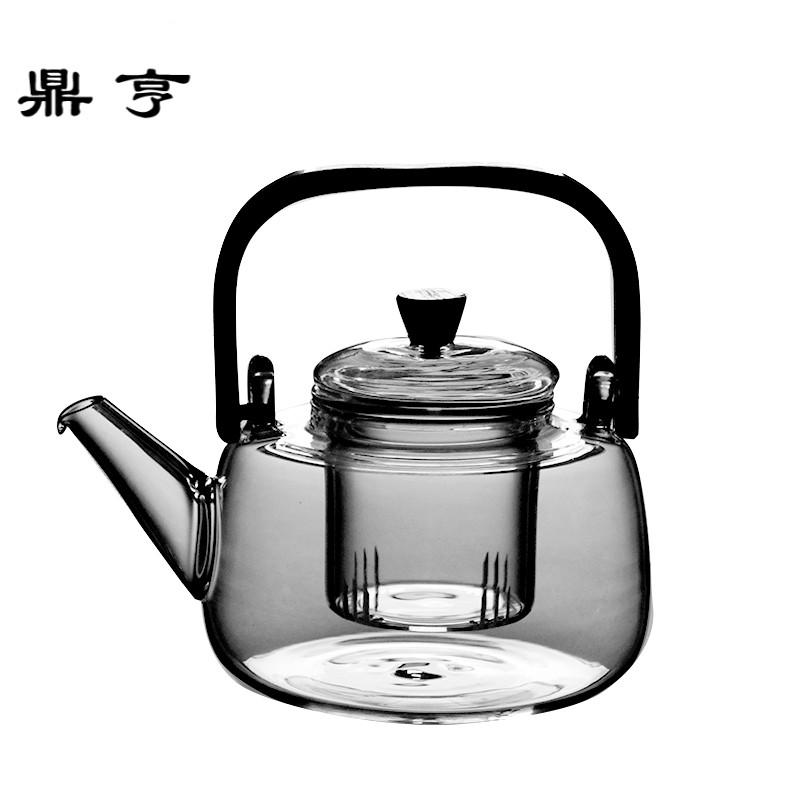 鼎亨耐热加厚电陶炉专用玻璃煮茶壶 竹把提梁烧水壶普洱泡茶壶花