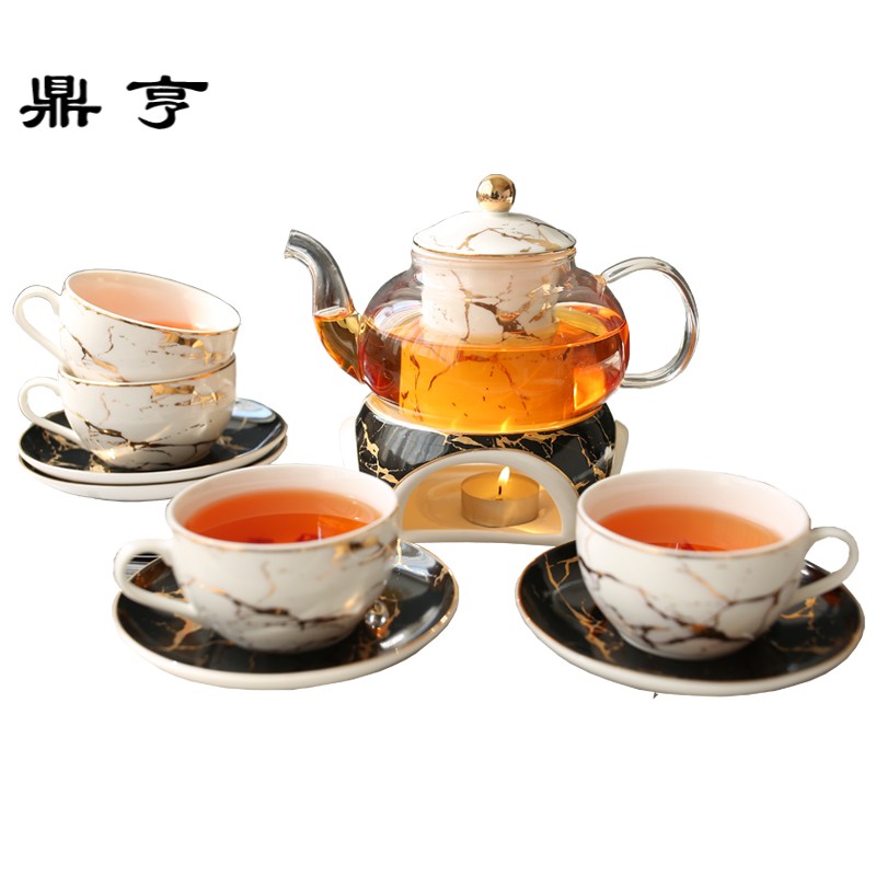 鼎亨陶瓷玻璃花茶茶具套装家用水果花茶壶花茶杯英式下午茶北欧大