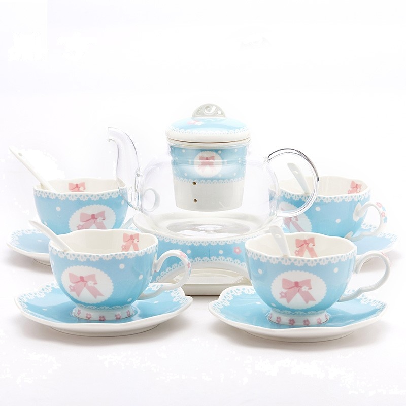 鼎亨日系陶瓷玻璃茶具花茶壶煮水果茶壶套装加热下午茶杯花茶具整