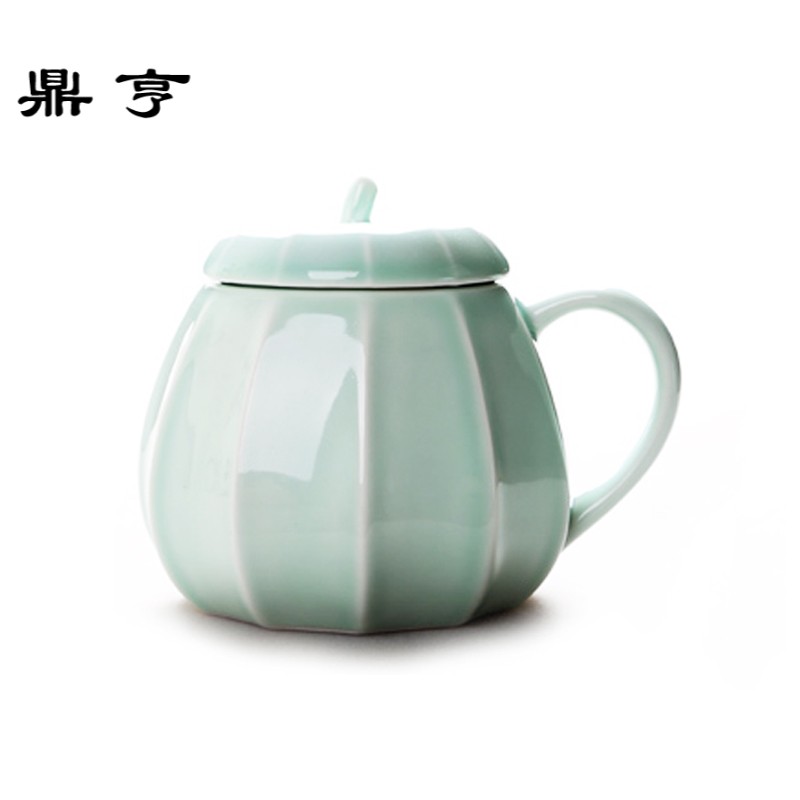 鼎亨创意万圣节南瓜型马克杯带盖勺 陶瓷咖啡杯茶杯 儿童个性水杯