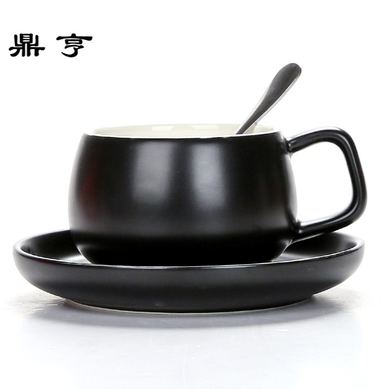 鼎亨简约欧式陶瓷咖啡杯套装 家用马克杯办公咖啡杯带碟勺水杯子