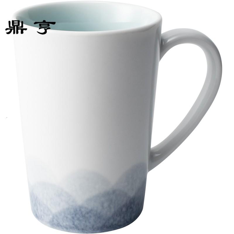 鼎亨杯子茶杯陶瓷简约创意手绘山水马克杯办公室水杯家用6只装