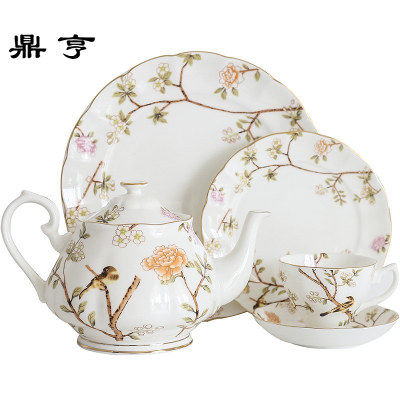 鼎亨英式下午茶骨瓷咖啡杯碟套装茶具家用欧式套具陶瓷复古西餐牛