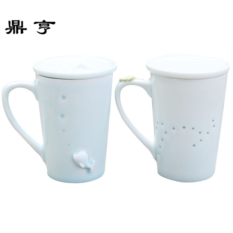 鼎亨杯子女学生创意潮流韩版陶瓷马克杯带盖勺定制杯可爱情侣水杯