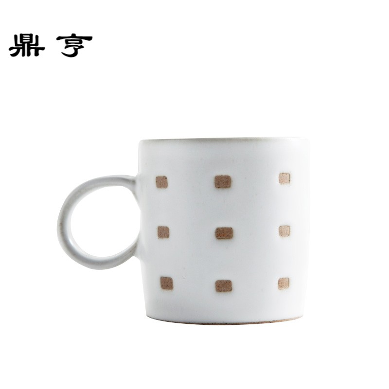 鼎亨 日式创意镂空陶瓷马克杯手工咖啡杯 素雅简约奶茶杯随手杯子