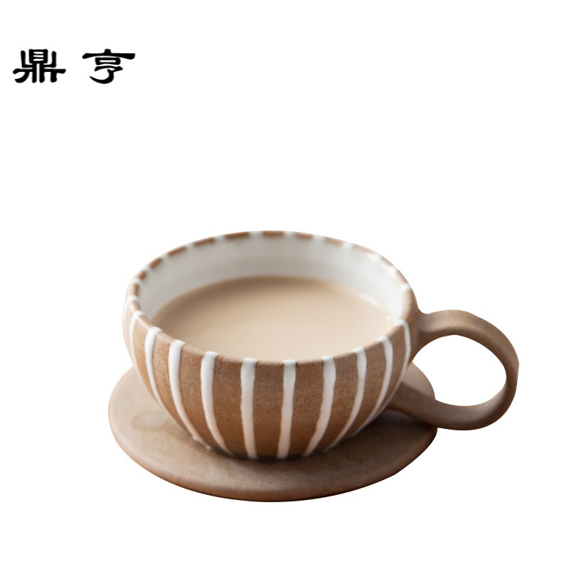 鼎亨 陶瓷手工磨砂咖啡杯碟 日式袖珍拿铁杯意式浓缩杯拉花咖啡杯