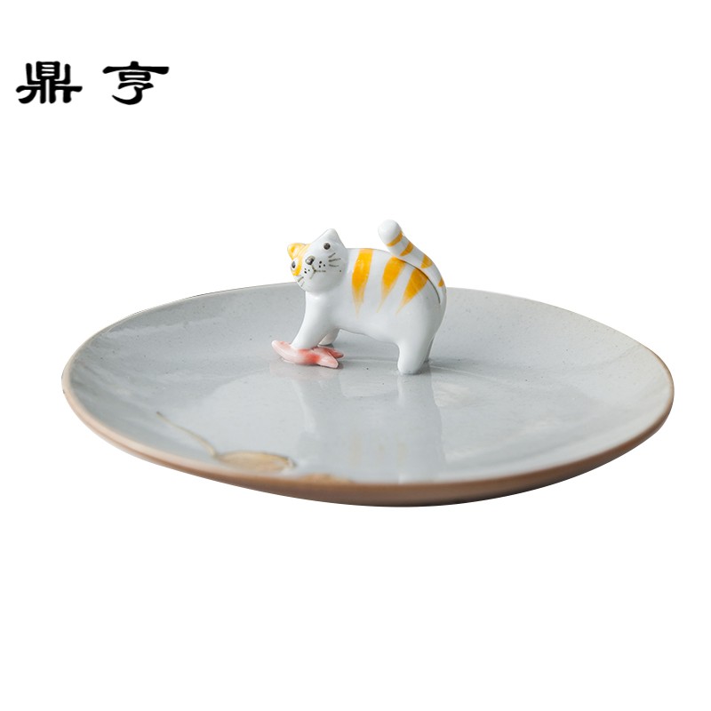 鼎亨立体兔叽橘猫盘子碟子陶瓷可爱菜盘餐具卡通儿童创意家用牛排