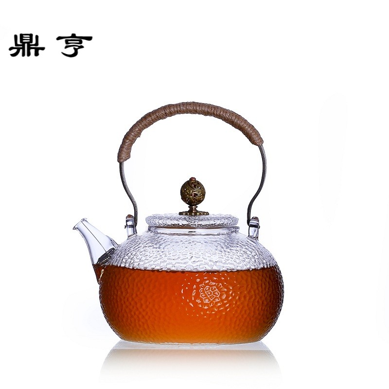 鼎亨锤纹耐高温提梁玻璃壶电陶炉煮茶壶直火加热烧水壶泡茶水茶具