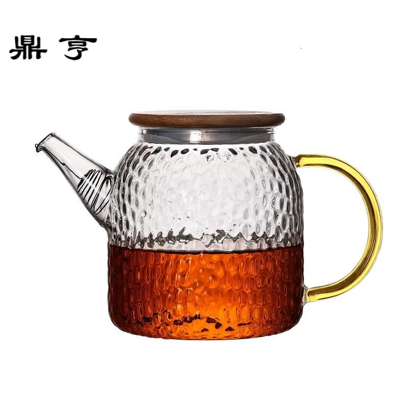 鼎亨耐高温家用防爆加厚大容量煮茶泡茶壶木盖锤纹玻璃壶