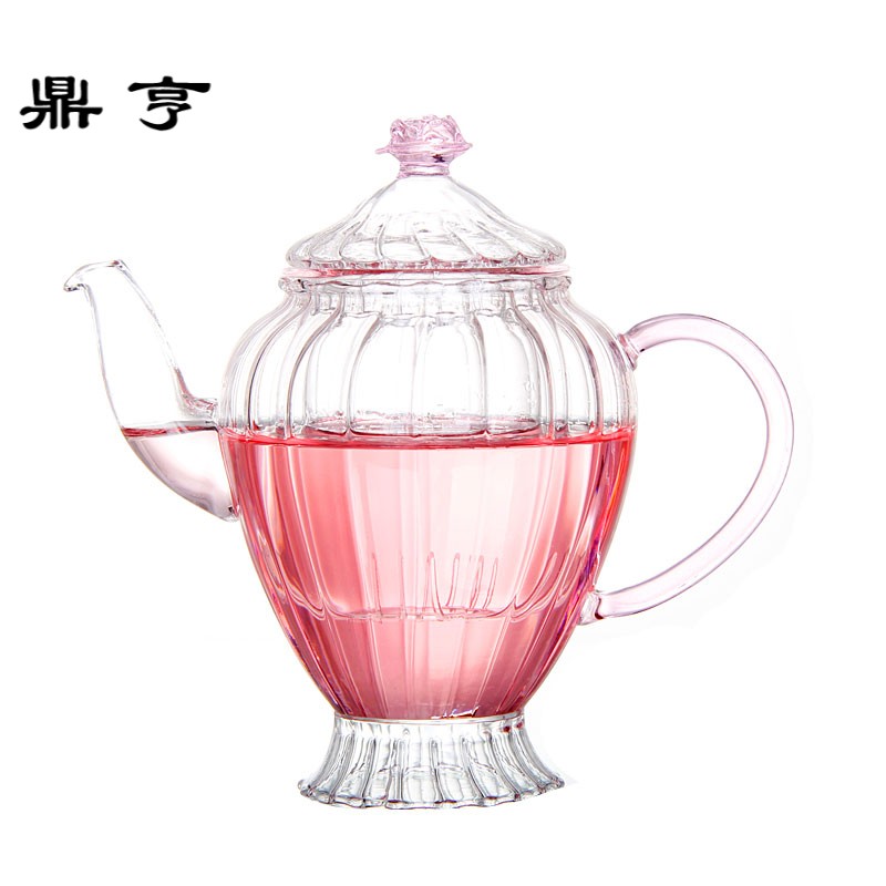鼎亨花茶壶耐高温玻璃过滤家用花茶具小号透明泡茶壶水果茶红茶