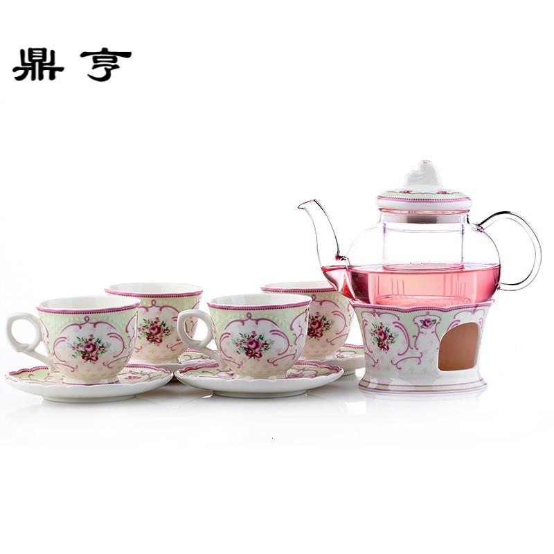 鼎亨陶瓷玻璃花茶具套装花茶壶陶瓷过滤茶具花果茶加热壶整套花茶