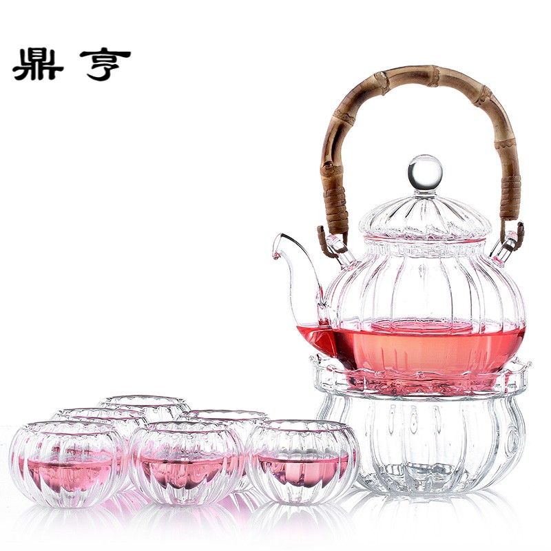 鼎亨加厚玻璃茶具花茶壶套装整套耐热过滤红茶花功夫茶杯组合