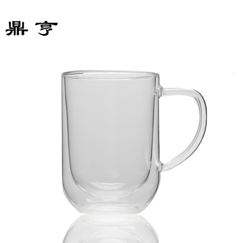 鼎亨耐热透明简约双层玻璃杯带把隔热咖啡杯办公室水杯泡茶杯子咖