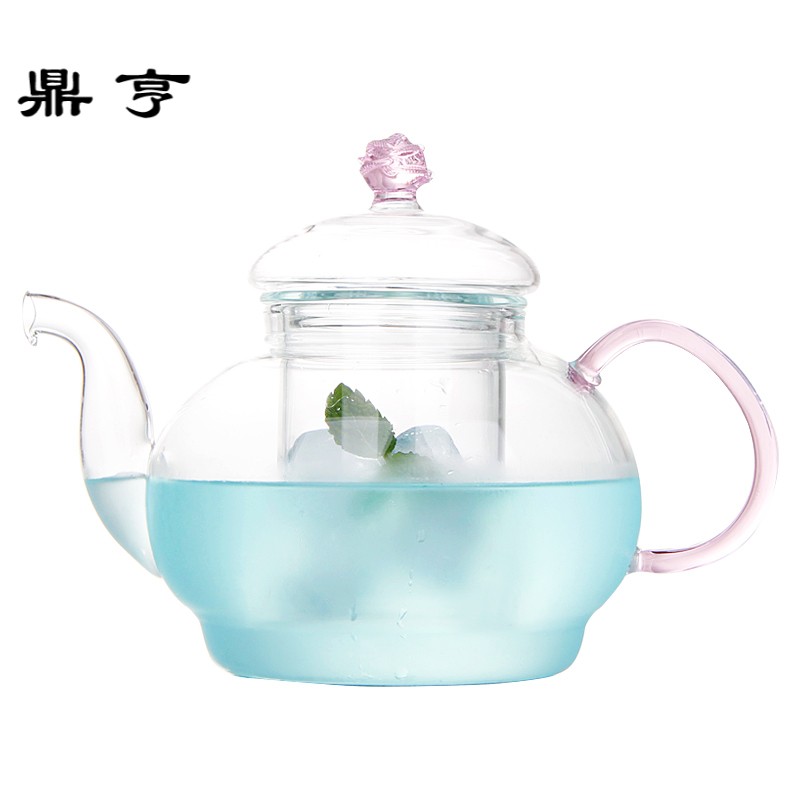鼎亨玻璃茶壶耐热过滤透明茶壶大容量花茶泡茶器花语大花茶壶80