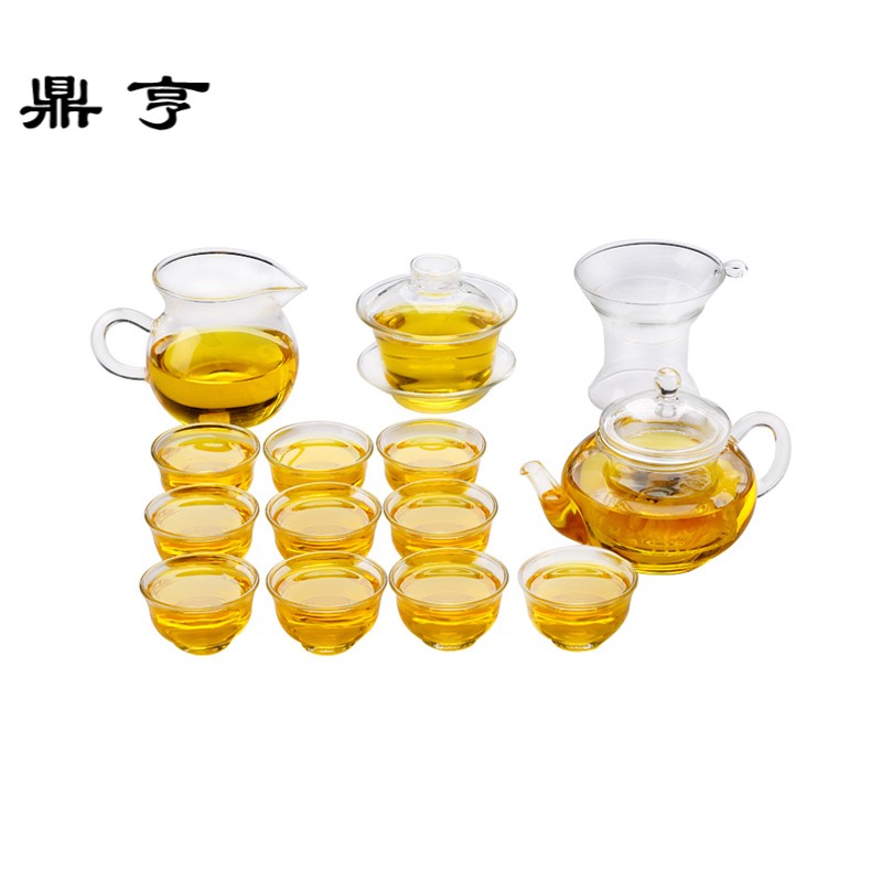 鼎亨耐热玻璃茶具套装功夫茶具整套透明过滤泡茶器茶壶茶杯组合简