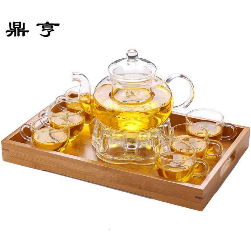 鼎亨耐热玻璃茶具套装花茶壶透明玻璃过滤水果花茶茶具套装蜡烛加