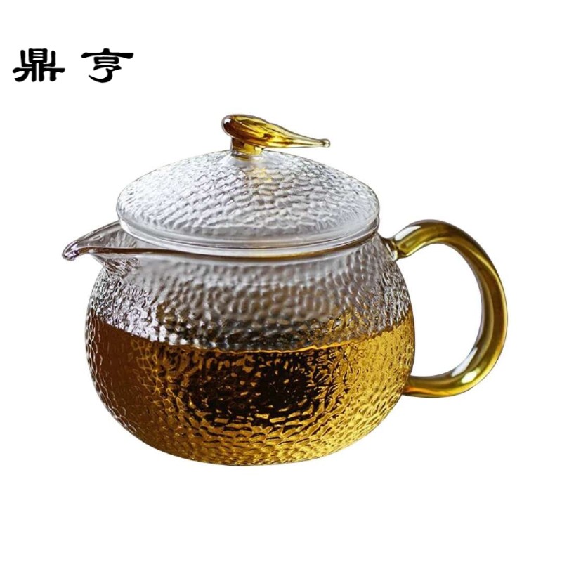 鼎亨日式锤纹玻璃茶壶带过滤煮茶壶 耐高温家用花茶壶红茶茶具泡