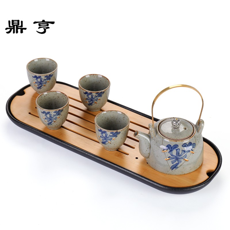 鼎亨高端手工茶具套装陶瓷家用办公简约功夫日式储水干泡茶盘茶杯