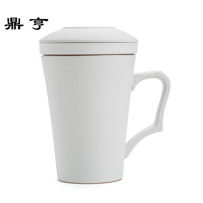 鼎亨创意马克杯定制带盖过滤茶杯家用陶瓷水杯办公室泡茶杯子