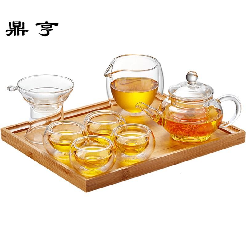 鼎亨竹制茶盘过滤茶壶 整套功夫茶具 耐热玻璃茶具套装
