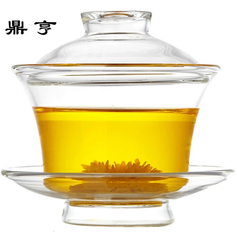 鼎亨 加厚玻璃功夫茶具耐高温150ml 茶碗家用玻璃盖碗碗托