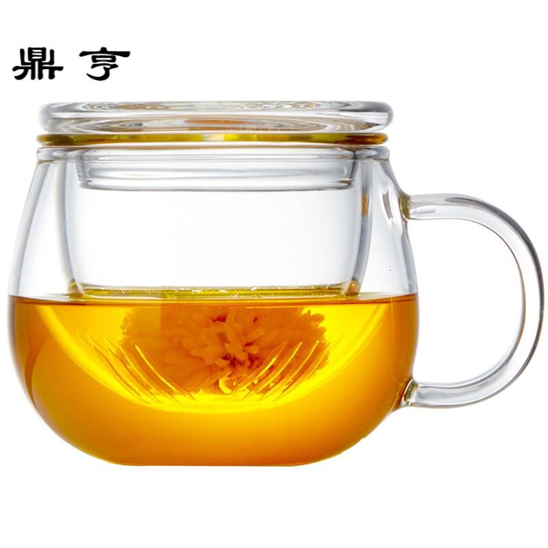 鼎亨花茶泡茶杯分离过滤透明玻璃茶杯耐热喝茶杯子家用带盖水杯