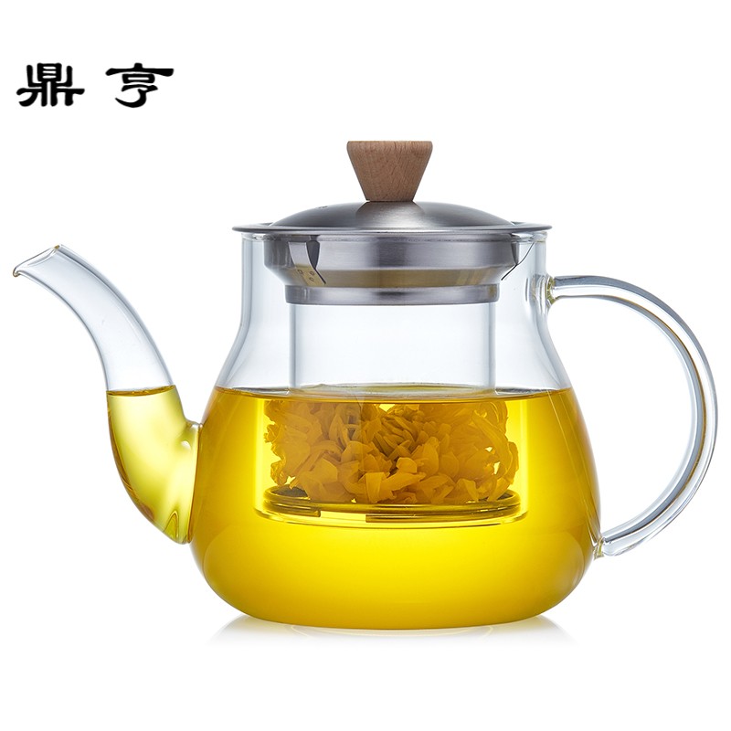 鼎亨 玻璃加厚茶壶家用 带过滤茶具耐高温花茶煮茶泡茶壶器套装