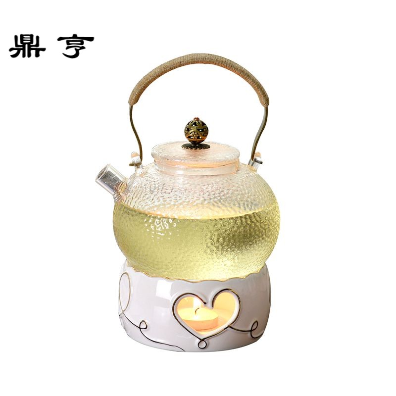 鼎亨耐热玻璃茶壶 果汁壶花茶茶具蜡烛加热保温温茶炉水果茶壶烧
