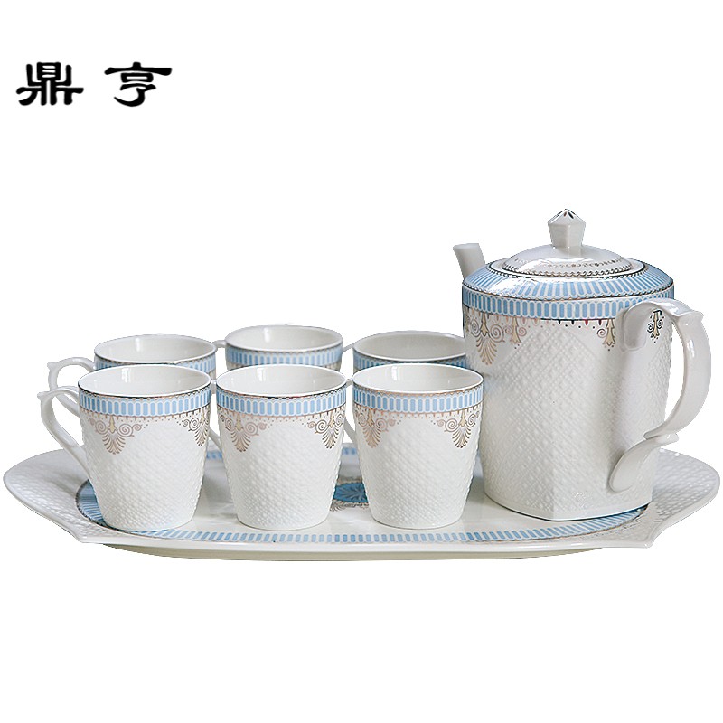 鼎亨陶瓷茶具水具套装冷水壶 凉水壶 家用茶杯水杯套装 6杯1壶带
