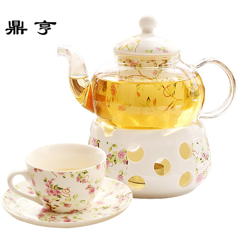 鼎亨 花茶壶套装花茶茶具水果茶壶套装 陶瓷玻璃茶具茶杯加热