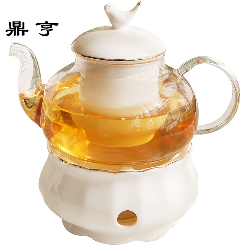 鼎亨那些时光 花茶壶 玻璃水果茶壶 陶瓷描金花茶壶茶具 下午茶