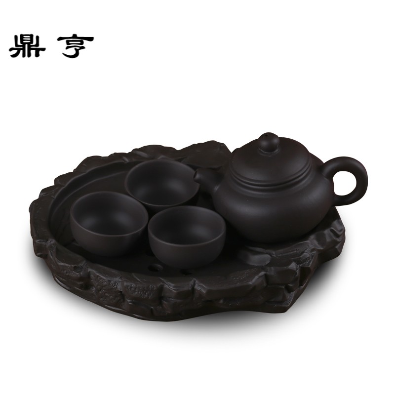 鼎亨紫砂功夫茶具茶壶茶杯套装简约整套茶具带茶盘泡茶陶瓷家用小