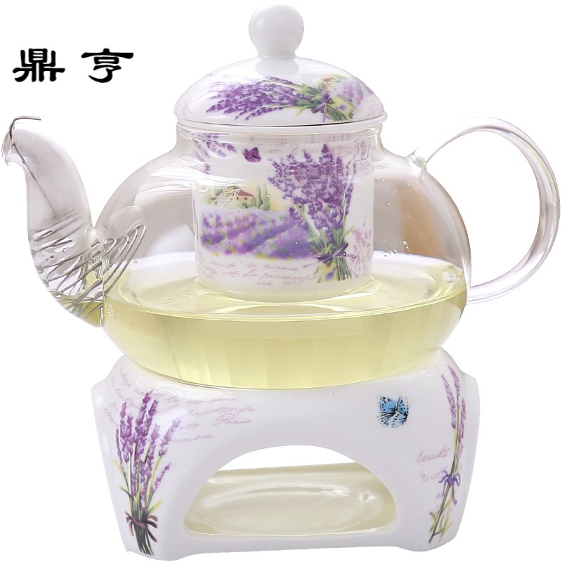 鼎亨陶瓷茶杯套装 家用简约花茶壶水果花茶下午茶茶具耐热蜡烛