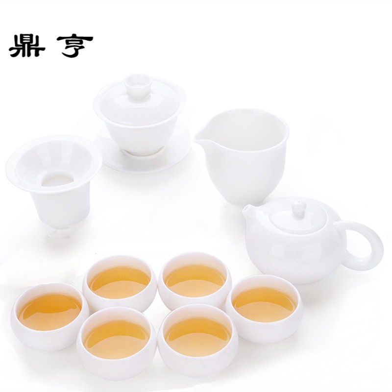 鼎亨陶瓷茶具套装功夫茶具整套玉瓷纯白茶杯茶壶茶道家用办公简约