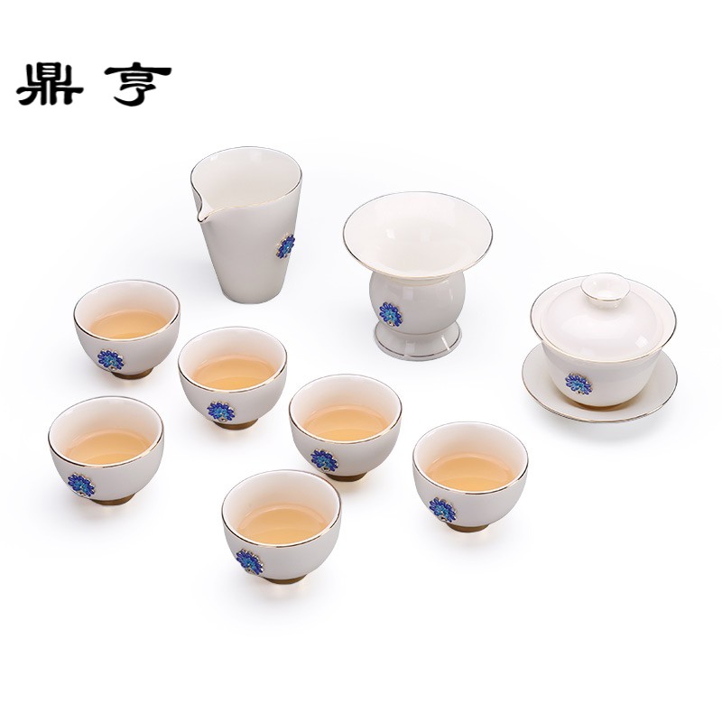 鼎亨白瓷功夫茶具套装德化玉瓷整套手工泡茶盖碗茶杯陶瓷家用简约