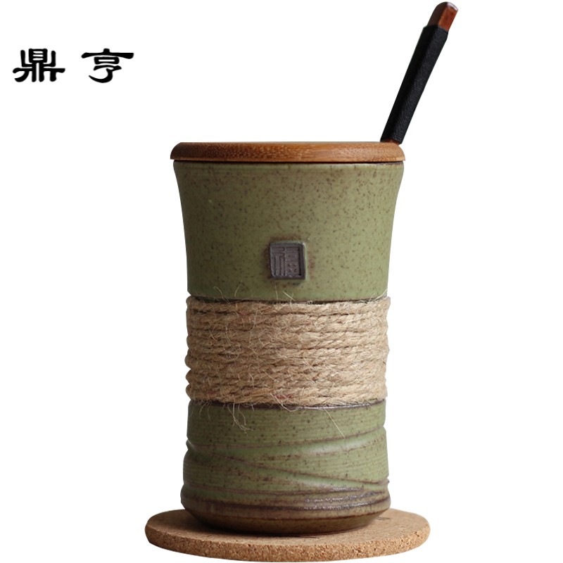 鼎亨日式复古绑绳创意马克杯个性简约陶瓷杯带勺咖啡杯定制礼品杯