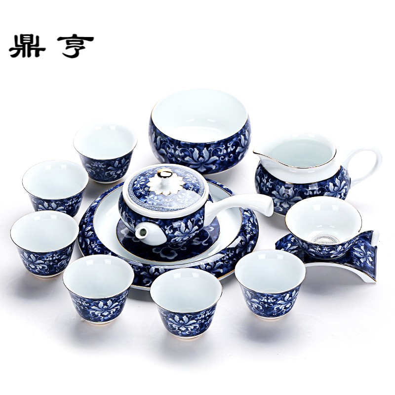 鼎亨景德镇陶瓷整套功夫茶具套装家用青花瓷茶具礼盒装茶壶茶杯洗