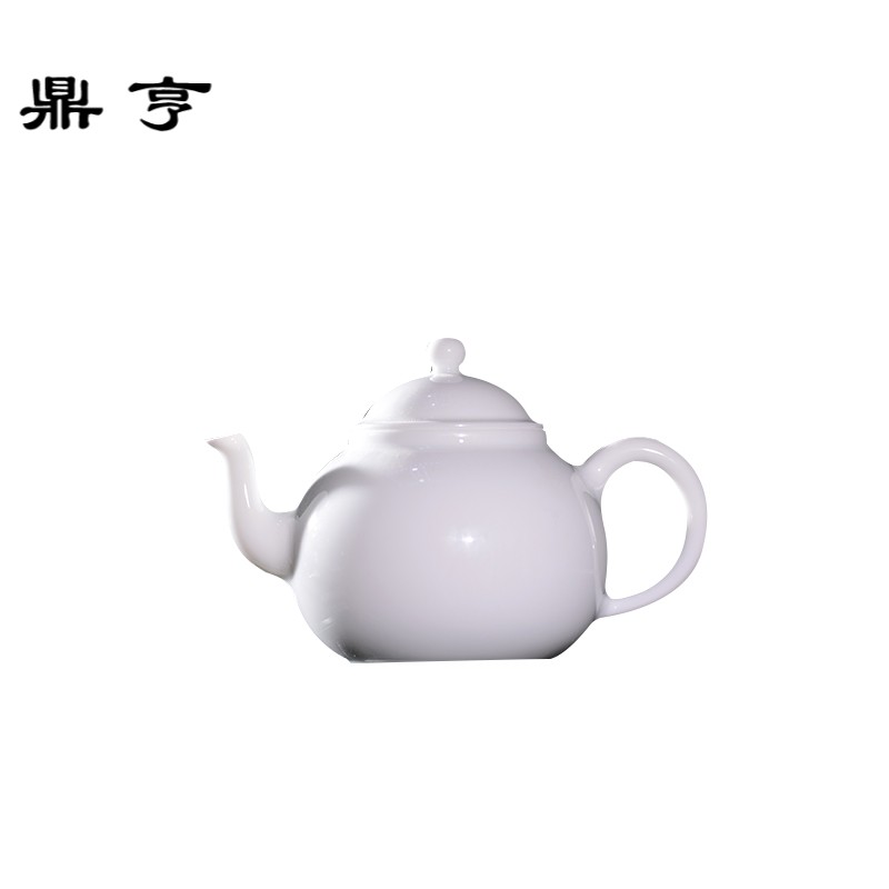 鼎亨景德镇甜白釉鸡缸壶 白瓷手工泡茶陶瓷茶壶过滤家用茶具