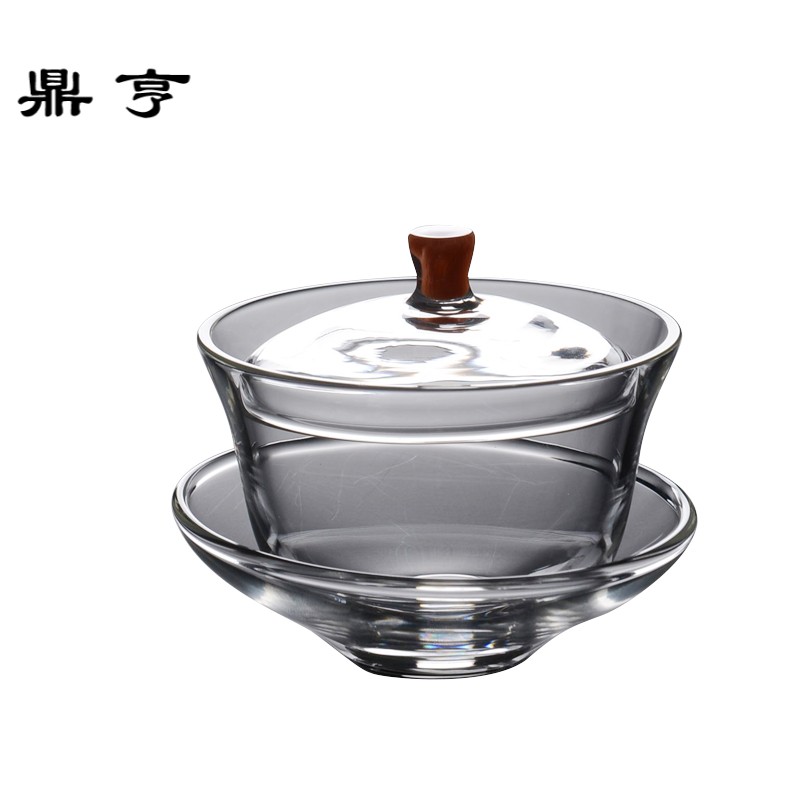 鼎亨 水晶玻璃盖碗 中号耐热 台湾三才茶碗分茶器 功夫茶具