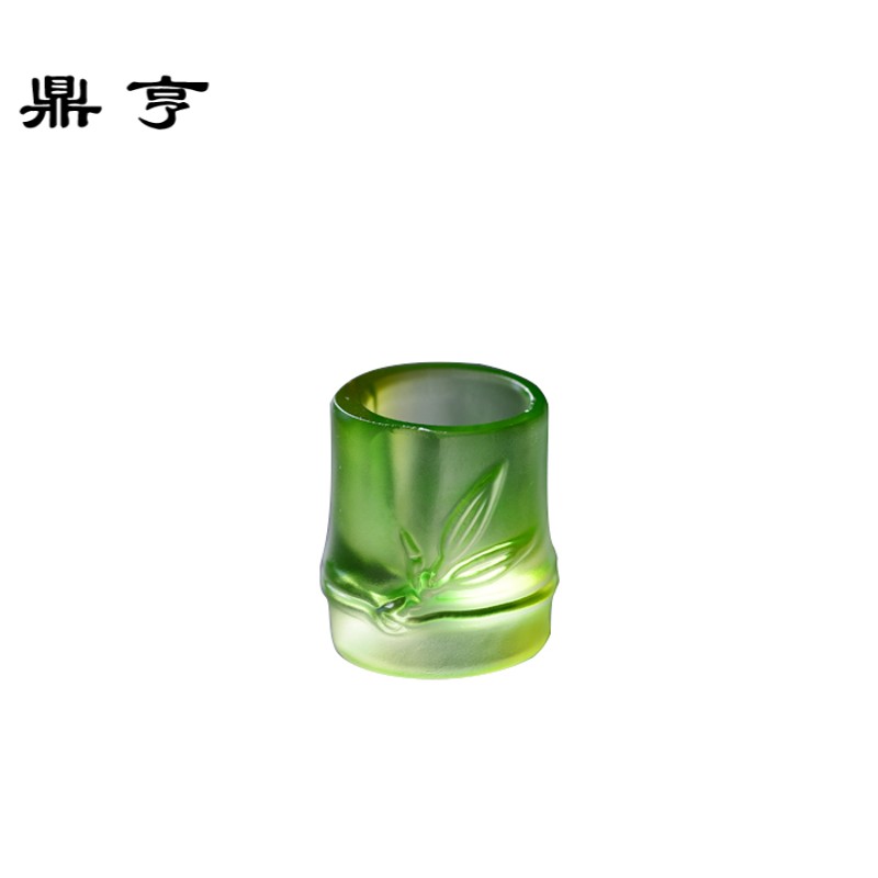 鼎亨手工半透明水晶新竹琉璃杯 玻璃茶杯耐热高温功夫品茗杯盖置