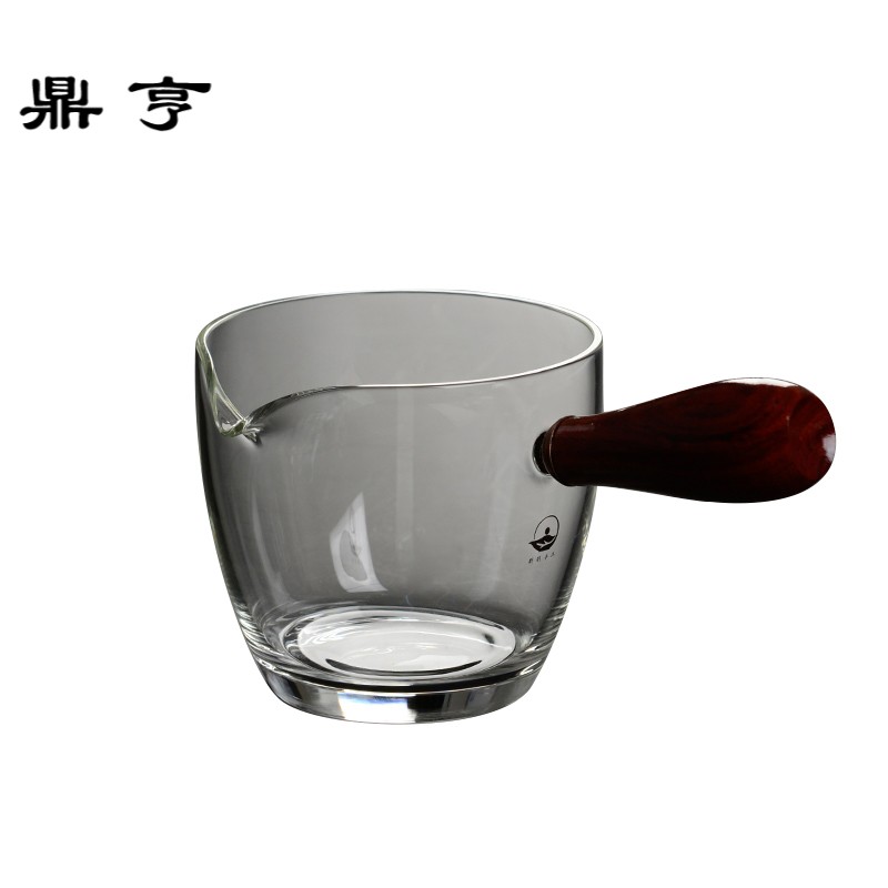 鼎亨 木把玻璃公道杯泡茶壶日式横侧柄红檀花梨木茶海分茶器