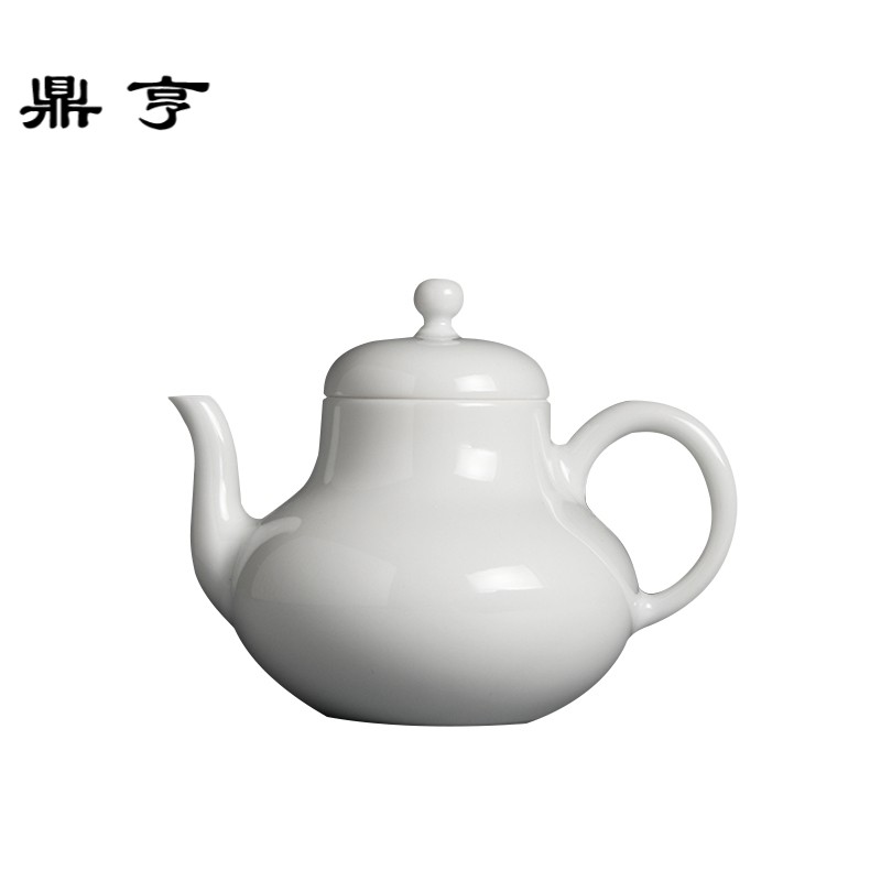 鼎亨一禅茶事景德镇甜白釉文生梨壶白瓷手工泡茶陶瓷茶壶过滤家用
