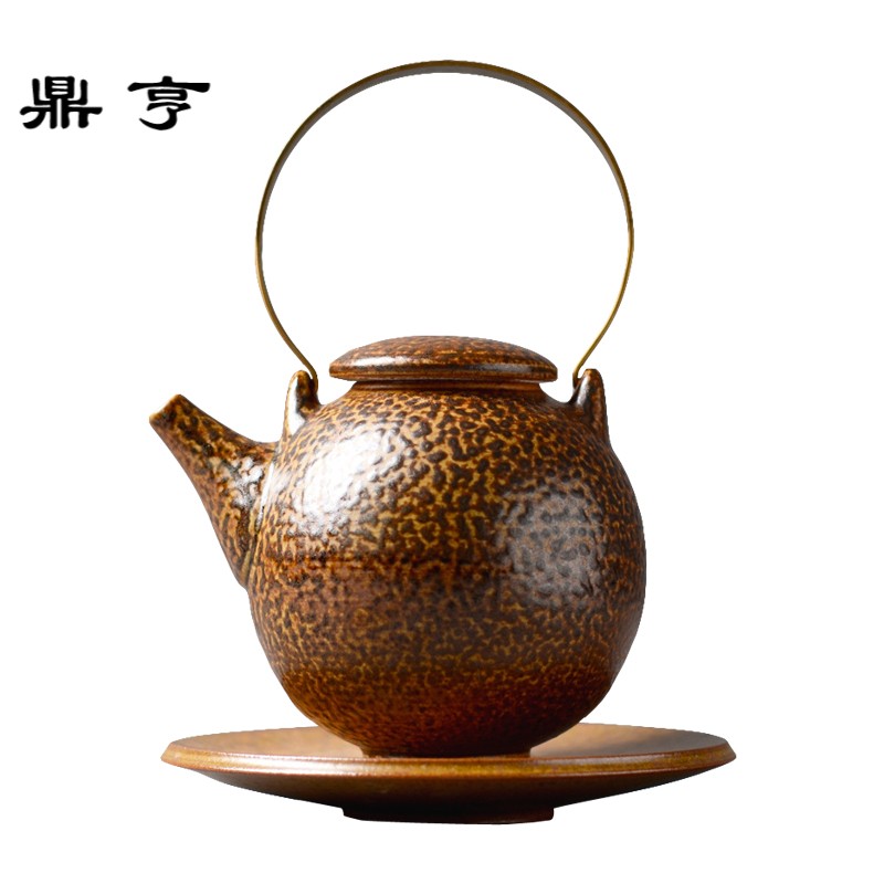鼎亨铜提梁壶手工陶瓷茶壶特色窑变粗陶茶具功夫茶具