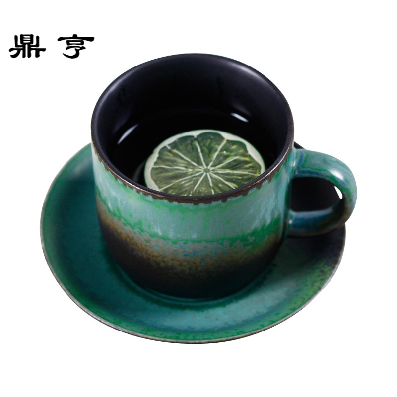 鼎亨景德镇创意陶瓷青山绿水咖啡杯碟套装 zakka情侣杯 牛奶杯